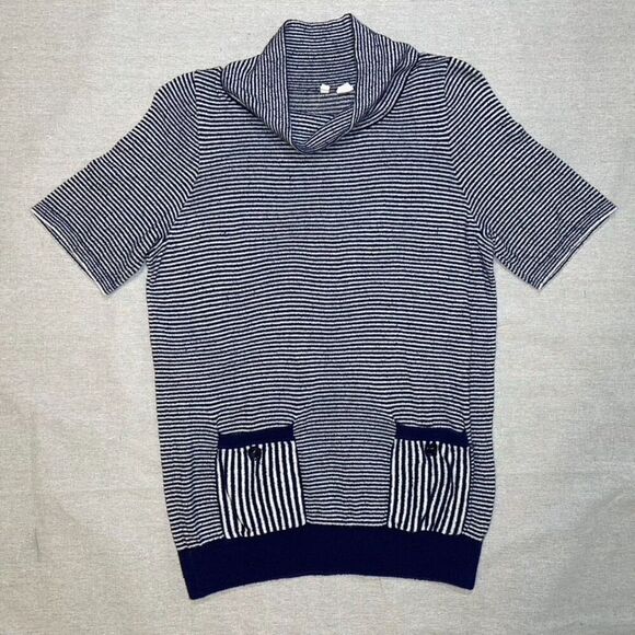 Moth Anthropologie | Margate Pocket Pullover Navy & White Stripes | Small - Picture 1 of 9